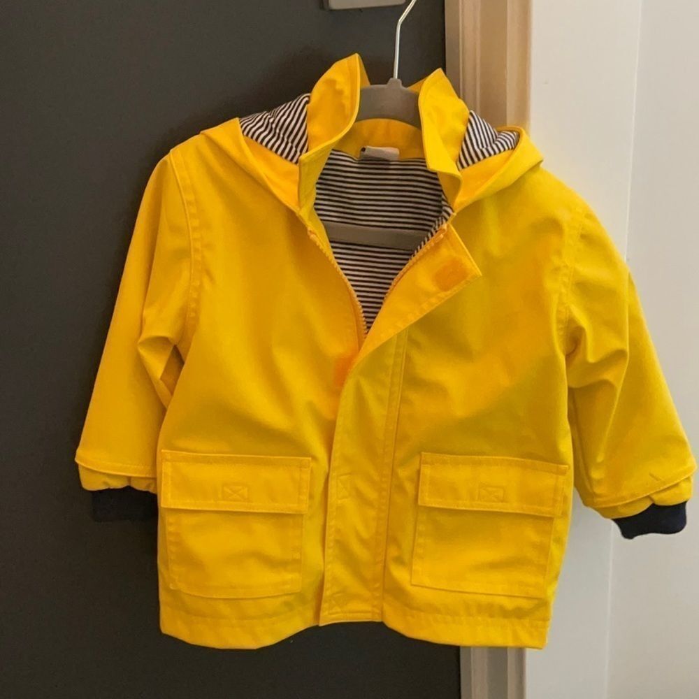 Toddler George from “It” costume. Petit Bateau yellow rain jacket size 12-18m